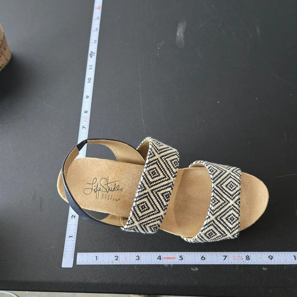 Lifestride Womens Marcela Wedge Sandals Size 6.5 Comfort Summer Cork Open Toe